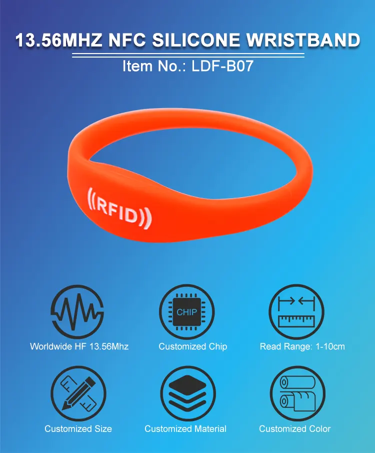 13.56Mhz NFC Silicone Wristband